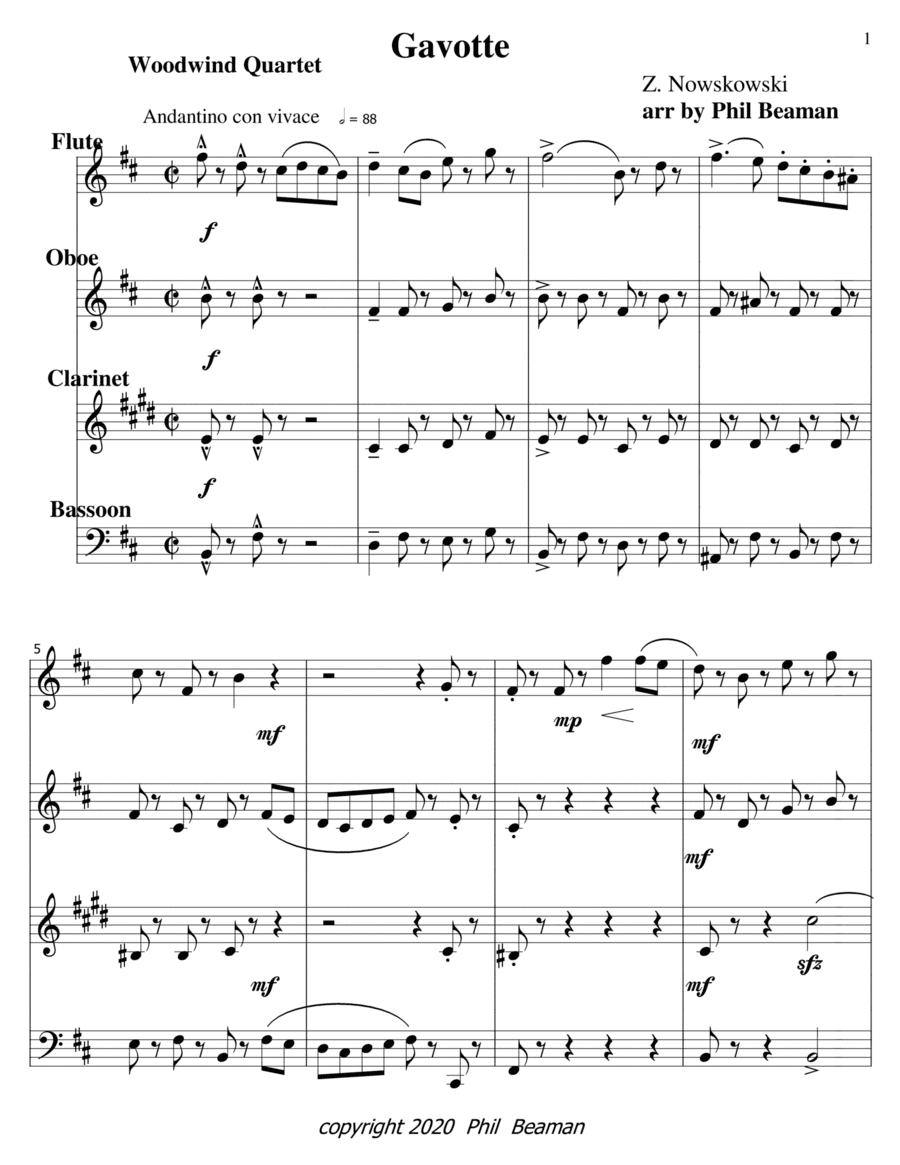 Gavotte-Noskowski-woodwind quartet (arr. Phil Beaman)