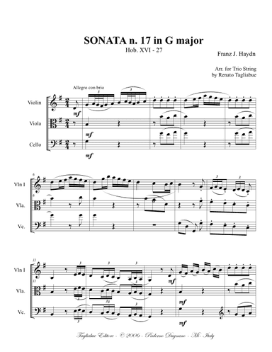 Haydn - SONATA n. 17 in G major - Hob. XVI: 27 (arr. Renato Tagliabue)