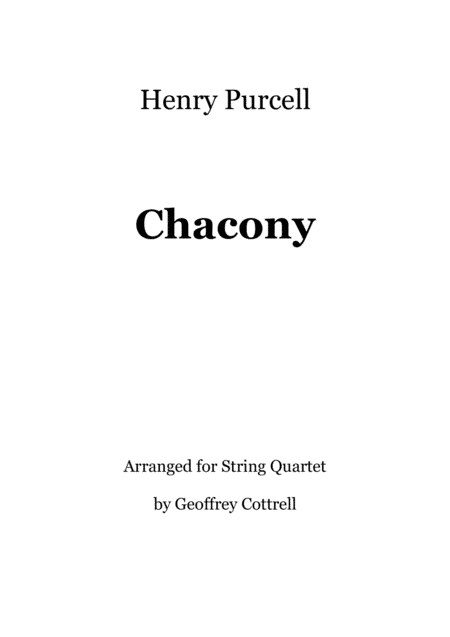 Purcell's Chacony arranged for String Quartet (arr. Geoffrey Cottrell)