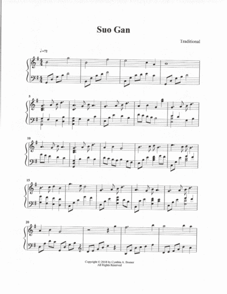 Suo Gan (arr. Cynthia A. Boener)