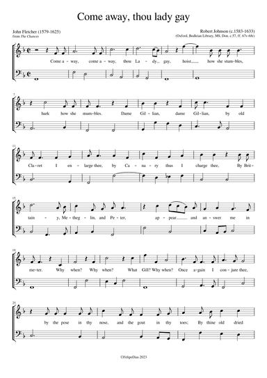 Come away thou lady gay (arr. Early Music Scores)