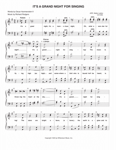 It's A Grand Night For Singing (arr. Walter Latzko)