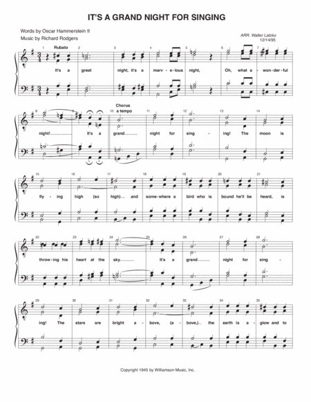 It's A Grand Night For Singing (arr. Walter Latzko)