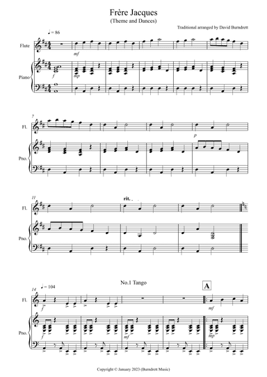 Frère Jacques Dances for Flute and Piano (arr. David Burndrett)