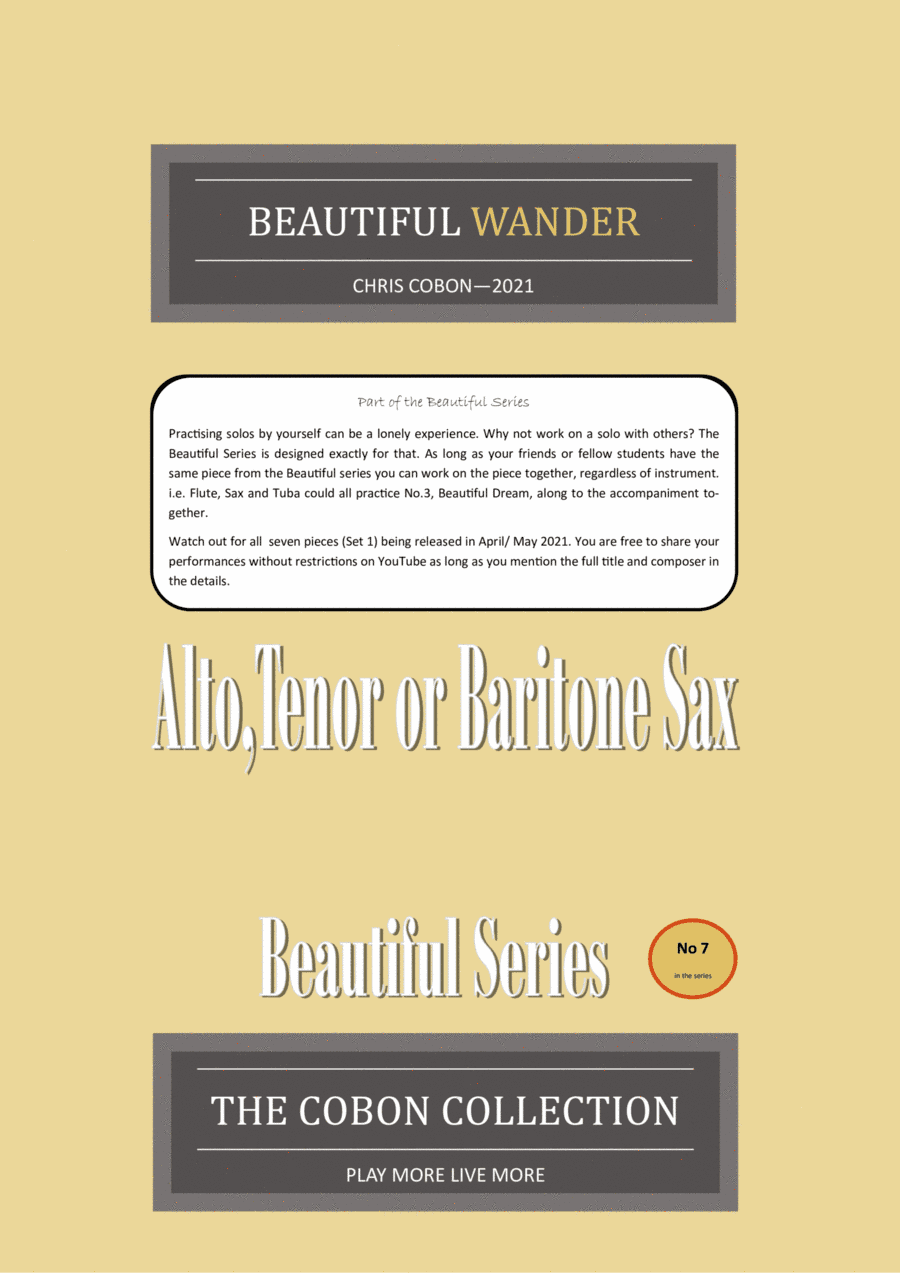 No.7 Beautiful Wander (Alto, Tenor or Baritone Saxophone)