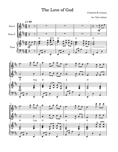The Love Of God (Flute Duet and Piano) (arr. Tyler Adams)