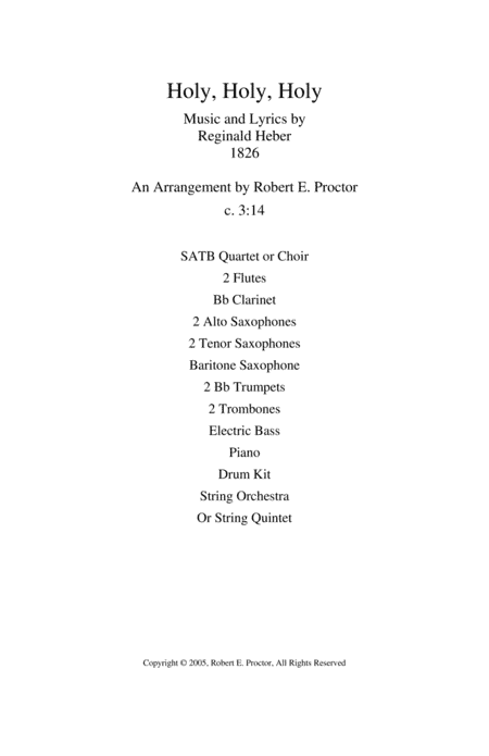 Holy, Holy, Holy (arr. Robert E. Proctor)