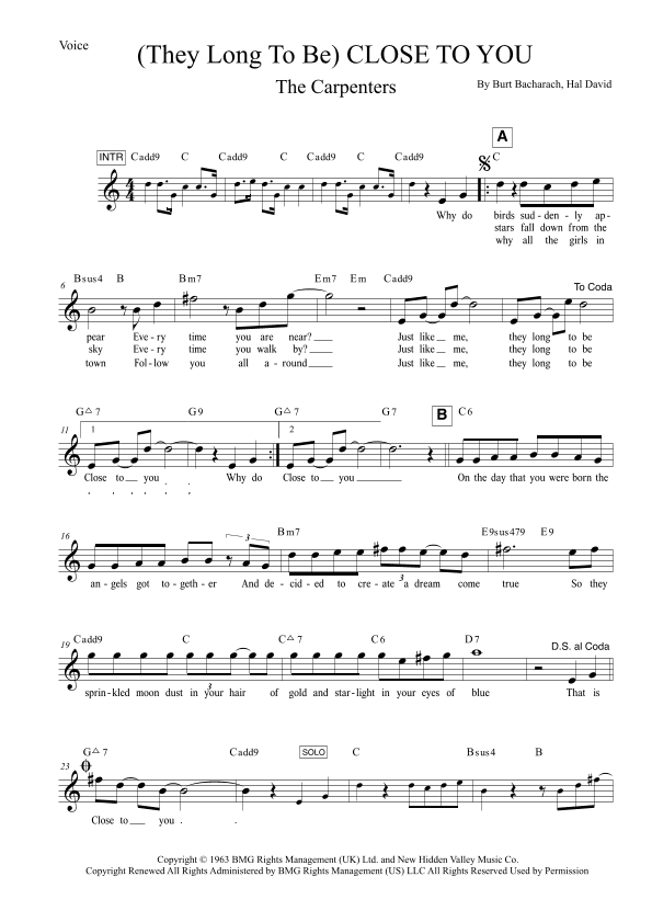 (they Long To Be) Close To You (arr. Leo Silva)