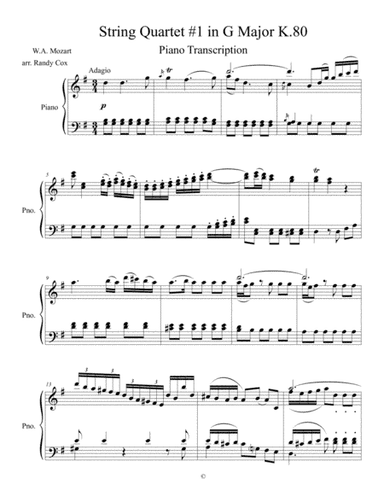 Mozart String Quartets for Solo Piano Vol. 1 (arr. Randy Cox)