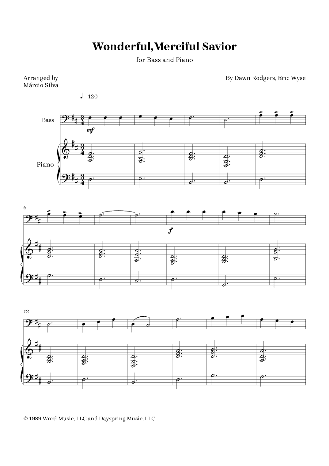 Wonderful, Merciful Savior (arr. Márcio Silva)