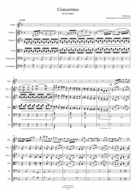 O.Riedeng "Concertino" in G major for Violin and String Orchestra (arr. Seva Youdenitch)
