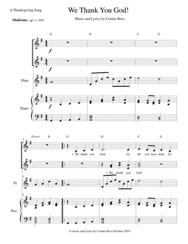 We Thank You God! SSA vocal trio flute and piano