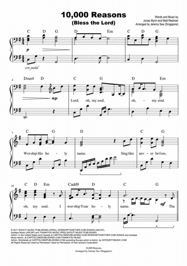 10,000 Reasons (Bless The Lord) (arr. Jeremy See)