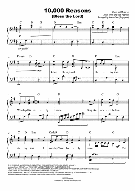 10,000 Reasons (Bless The Lord) (arr. Jeremy See)