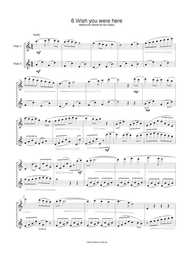 6. Wish you were here Mckenzie street for 2 Flutes/ Flute duet