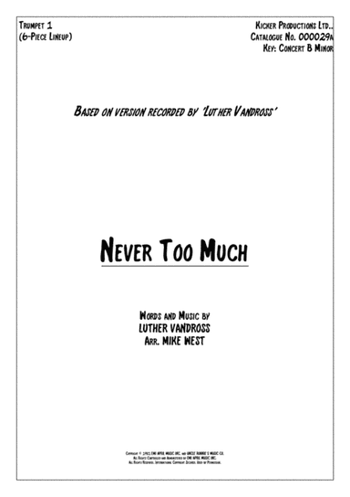 Never Too Much (arr. Mike West)