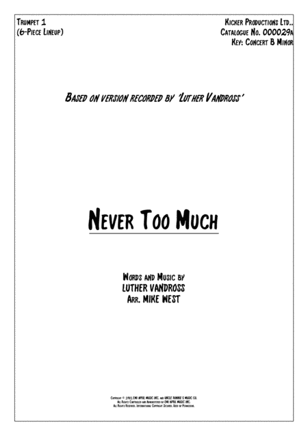 Never Too Much (arr. Mike West)