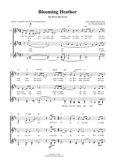 Blooming Heather (Wild Mountain Thyme) (arr. Hannah Sundkvist)