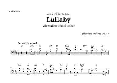 Wiegenlied (lullaby) by Brahms for Double Bass and Chords (arr. Langanho)