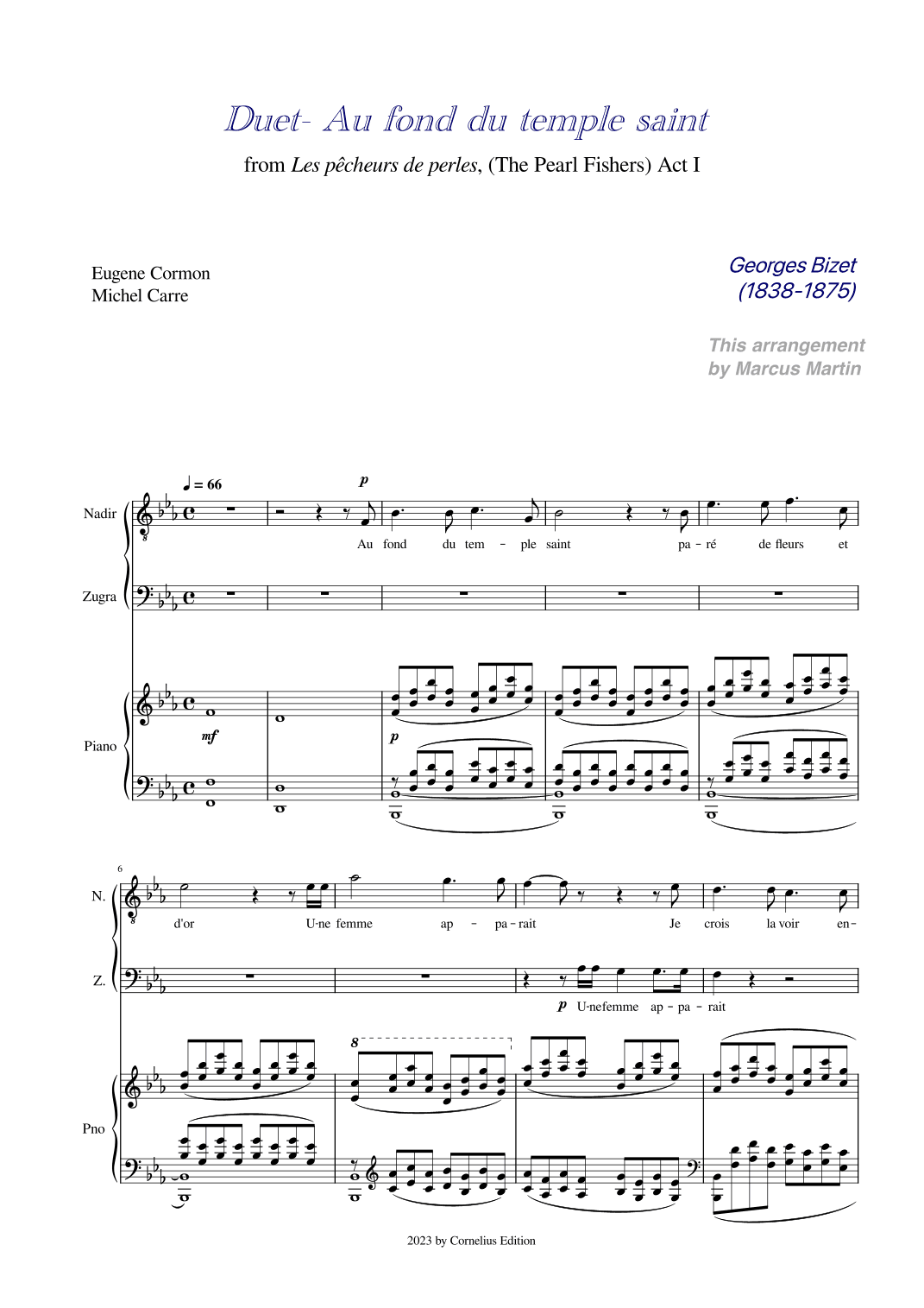 The Pearl Fishers Duet - Tenor and Baritone with Piano (arr. Marcus Martin)