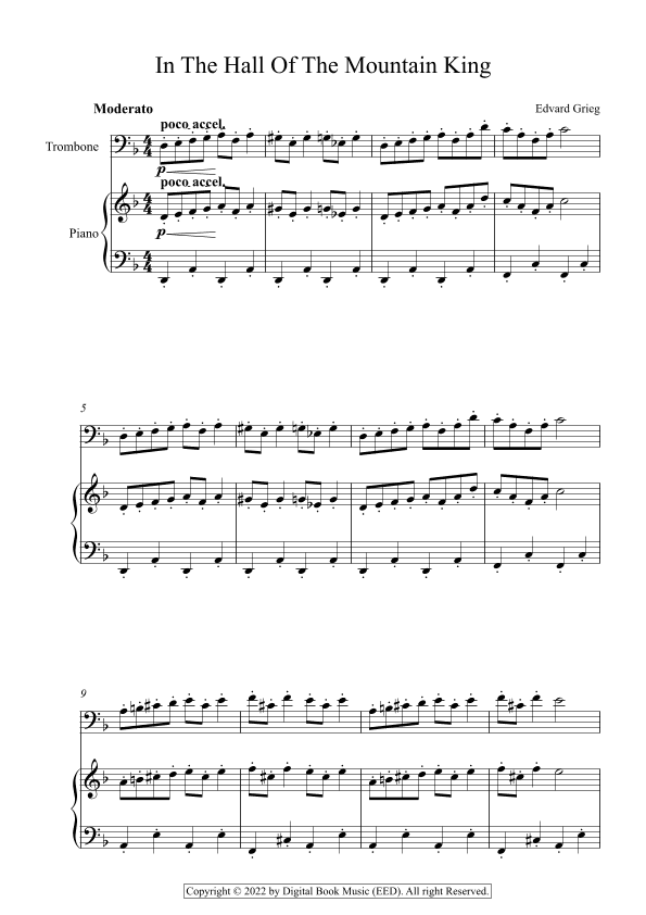 In The Hall Of The Mountain King - Edvard Grieg (Trombone + Piano) (arr. Digital Book Music)