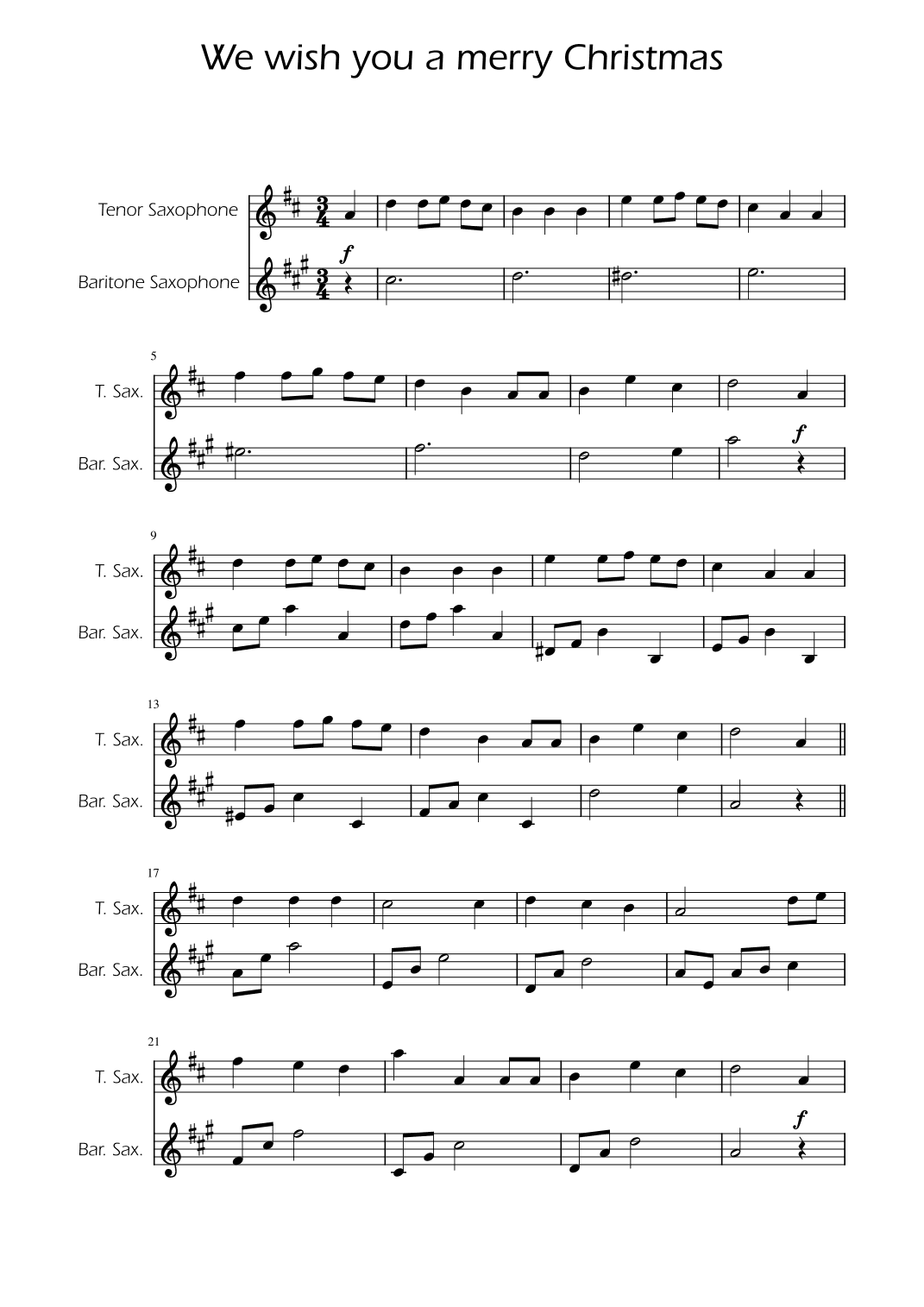We Wish You a Merry Christmas - Sax Duet (arr. Ygor Nunes)