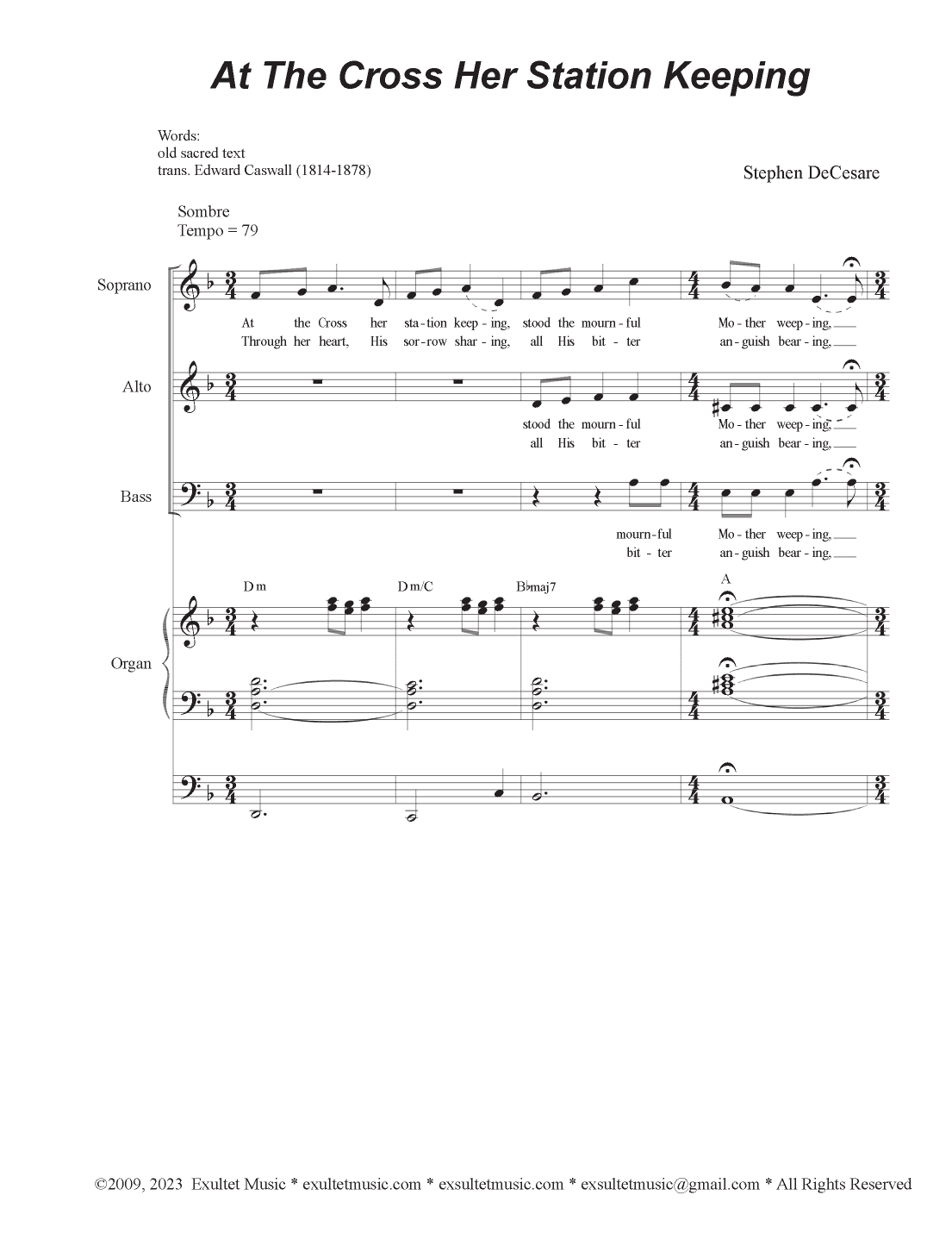 At The Cross Her Station Keeping (Vocal Trio - (SAB)