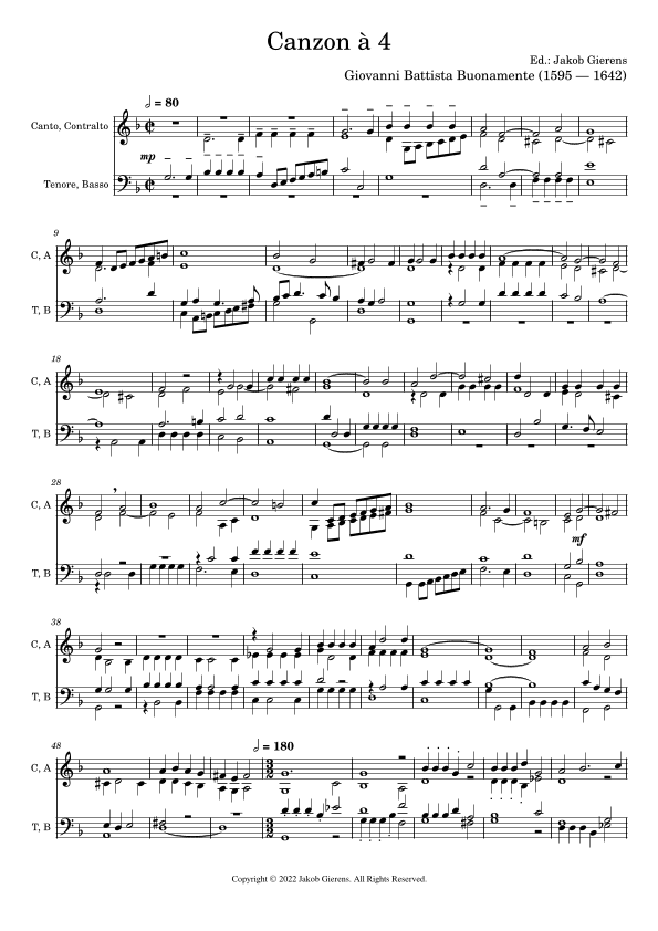 Canzon à 4 (arr. Jakob Gierens)
