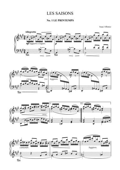 Isaac Albéniz - Les saisons, for piano, Op.201 (arr. MMS)