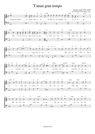 T'amai gran tempo (arr. Early Music Scores)