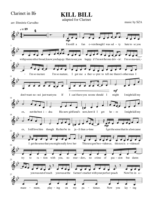 Kill Bill (arr. Dimitrie Carvalho)