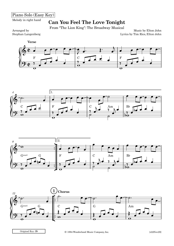 Can You Feel The Love Tonight (arr. Stephan Langenberg)