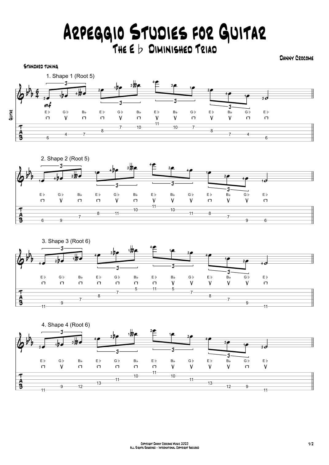 Arpeggio Studies for Guitar - The Eb Diminished Triad