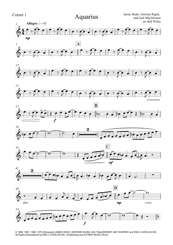 Aquarius (arr. Bill Willis)