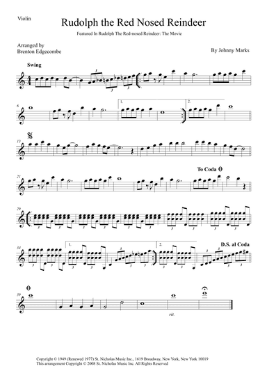 Rudolph The Red-nosed Reindeer (arr. Brenton Edgecombe)