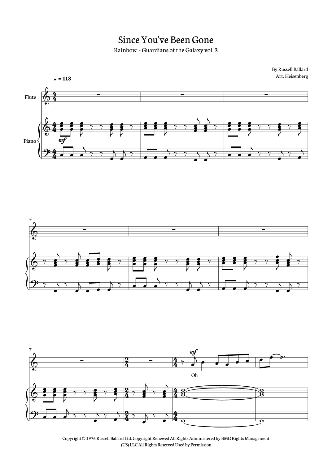 Since You've Been Gone (arr. Heisenberg)