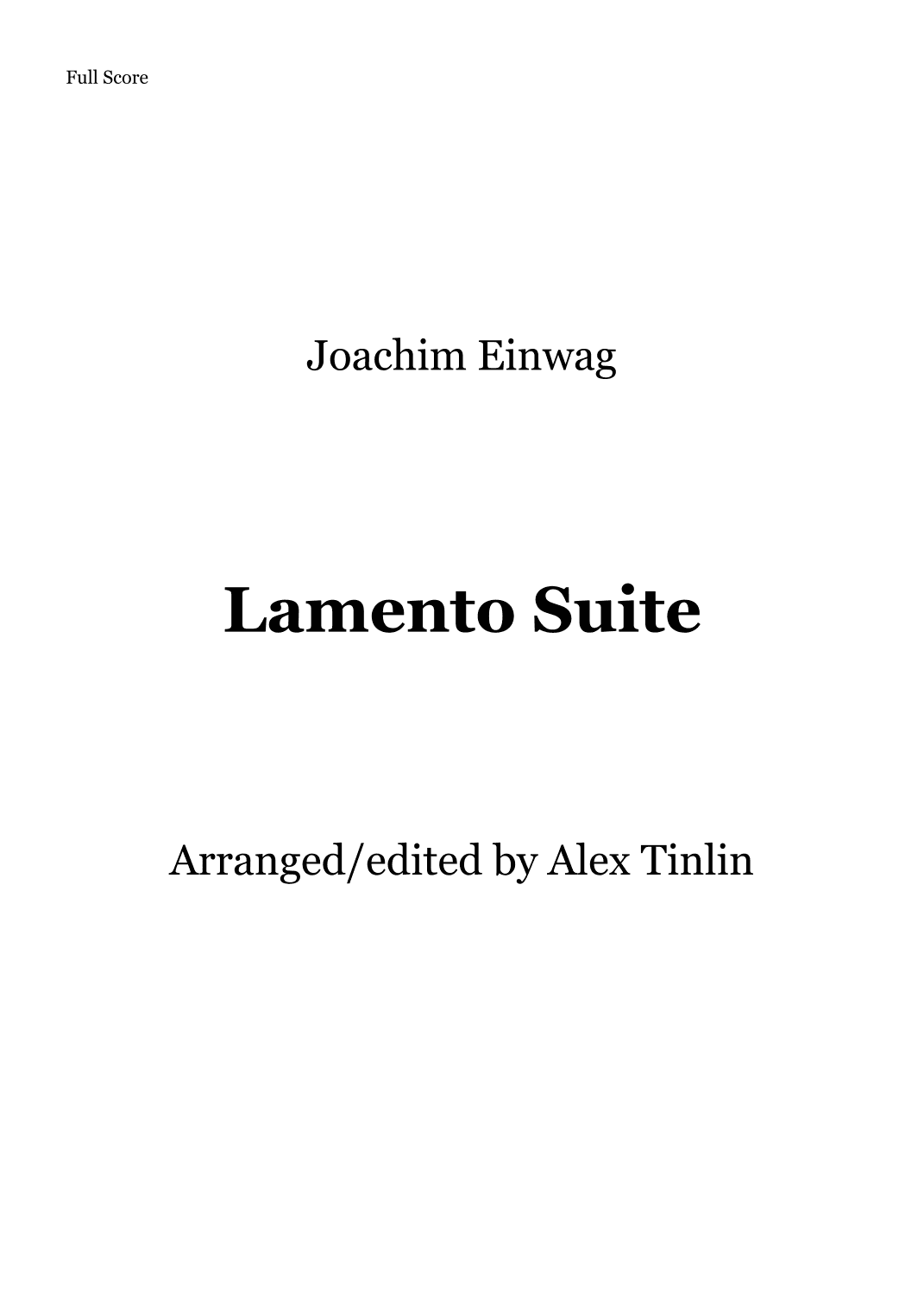 Lamento Suite (arr. Alex Tinlin)