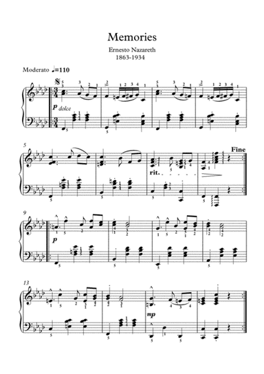 Memories piano solo by  Ernestho Nazareth (arr. PianoSheetNow)