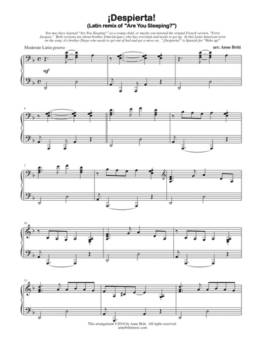 ¡Despierta! (Latin remix of "Are You Sleeping?") (arr. Anne Britt)