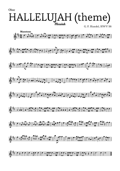 Aleluia (HALLELUJAH), of the Messiah - for Oboe and accompaniment (arr. Leyandder Trustworthy)