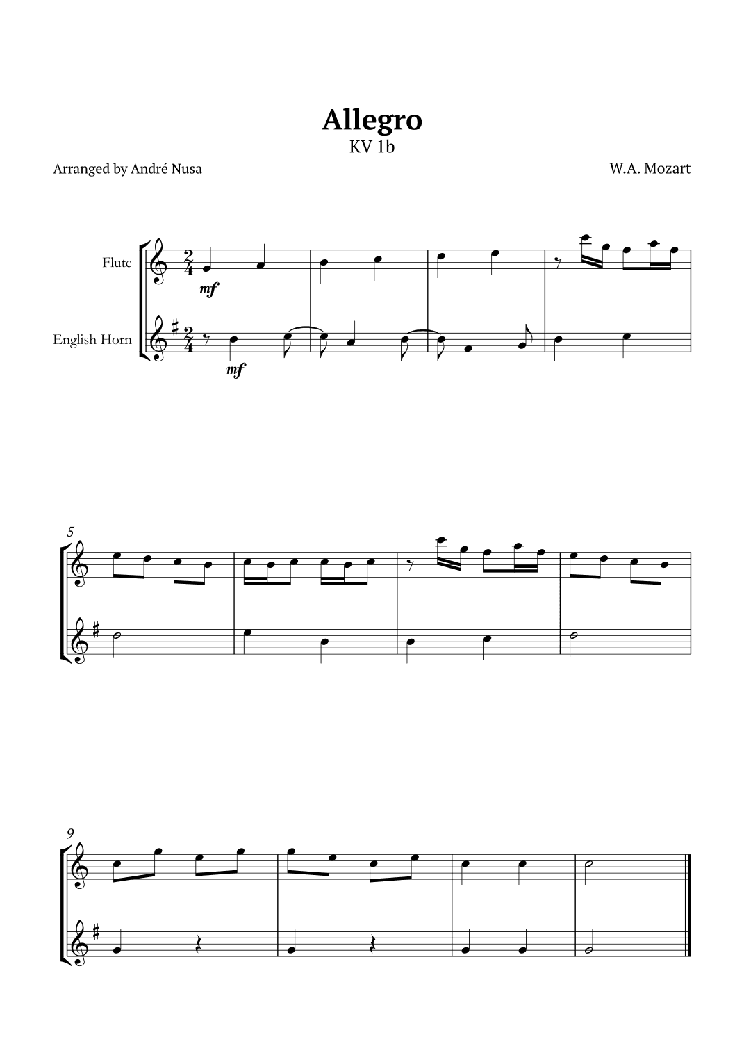 Allegro K1b (arr. André Nusa)