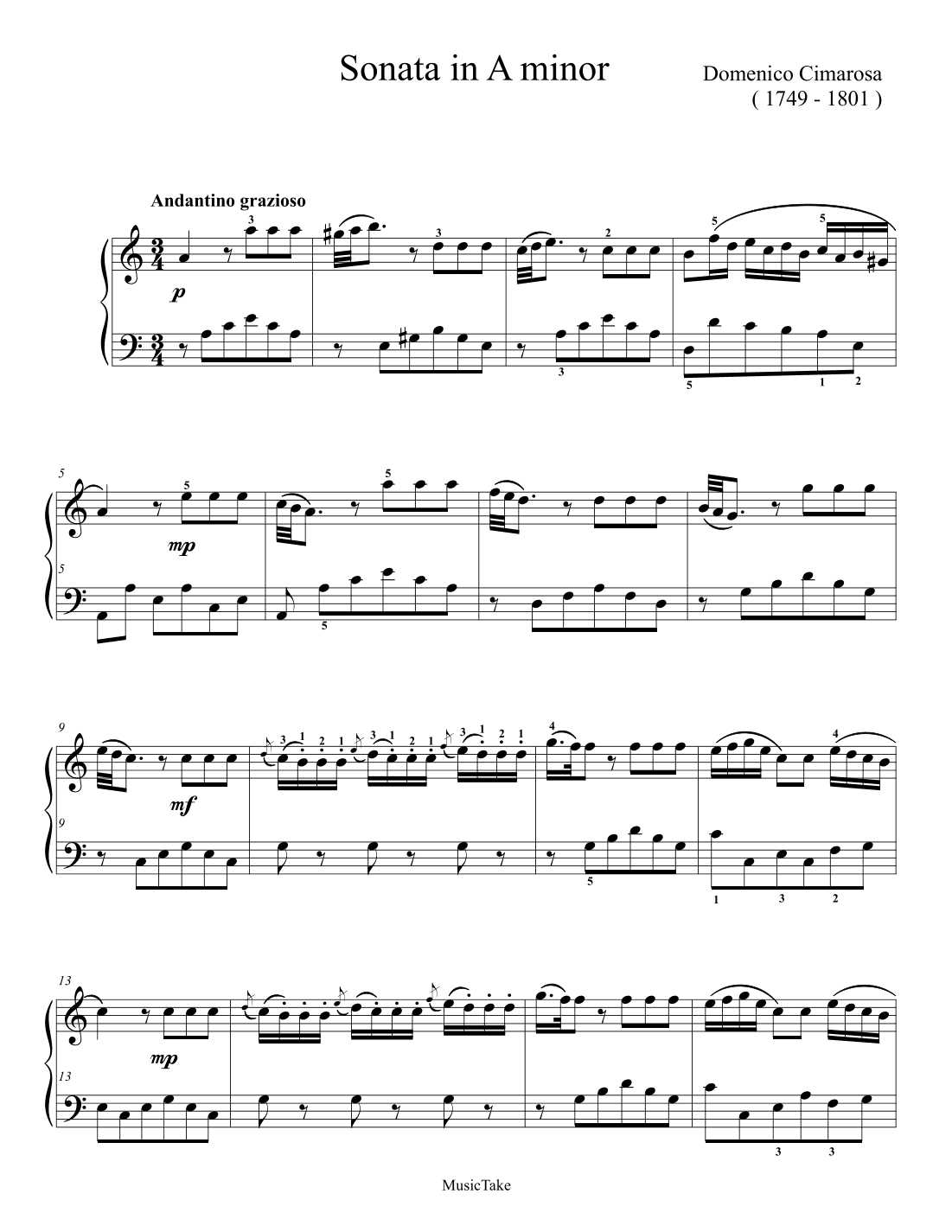 Cimarosa Sonata in A minor (arr. Ben Choupak)