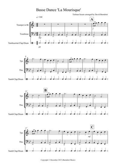 Basse Dance by Susato for Trumpet and Trombone Duet (arr. David Burndrett)