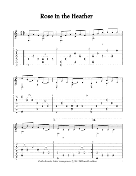 Rose in the Heather (For Fingerstyle Guitar Tuned CGDGAD) (arr. Ellsworth McMeen)