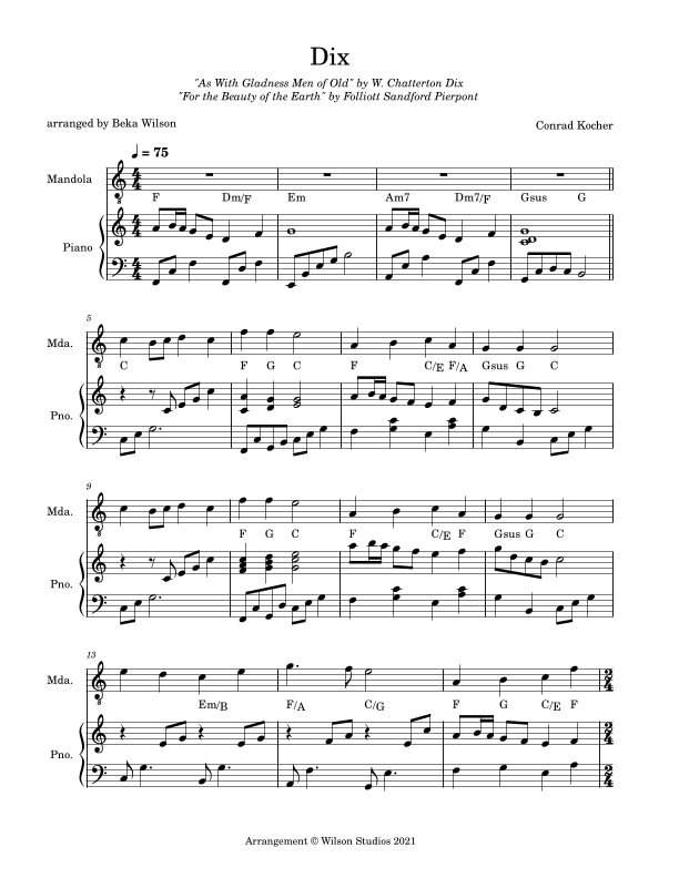 For the Beauty of the Earth--mandola solo (arr. Beka Wilson)