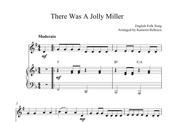 There Was A Jolly Miller (arr. Kaiserin Rebecca)