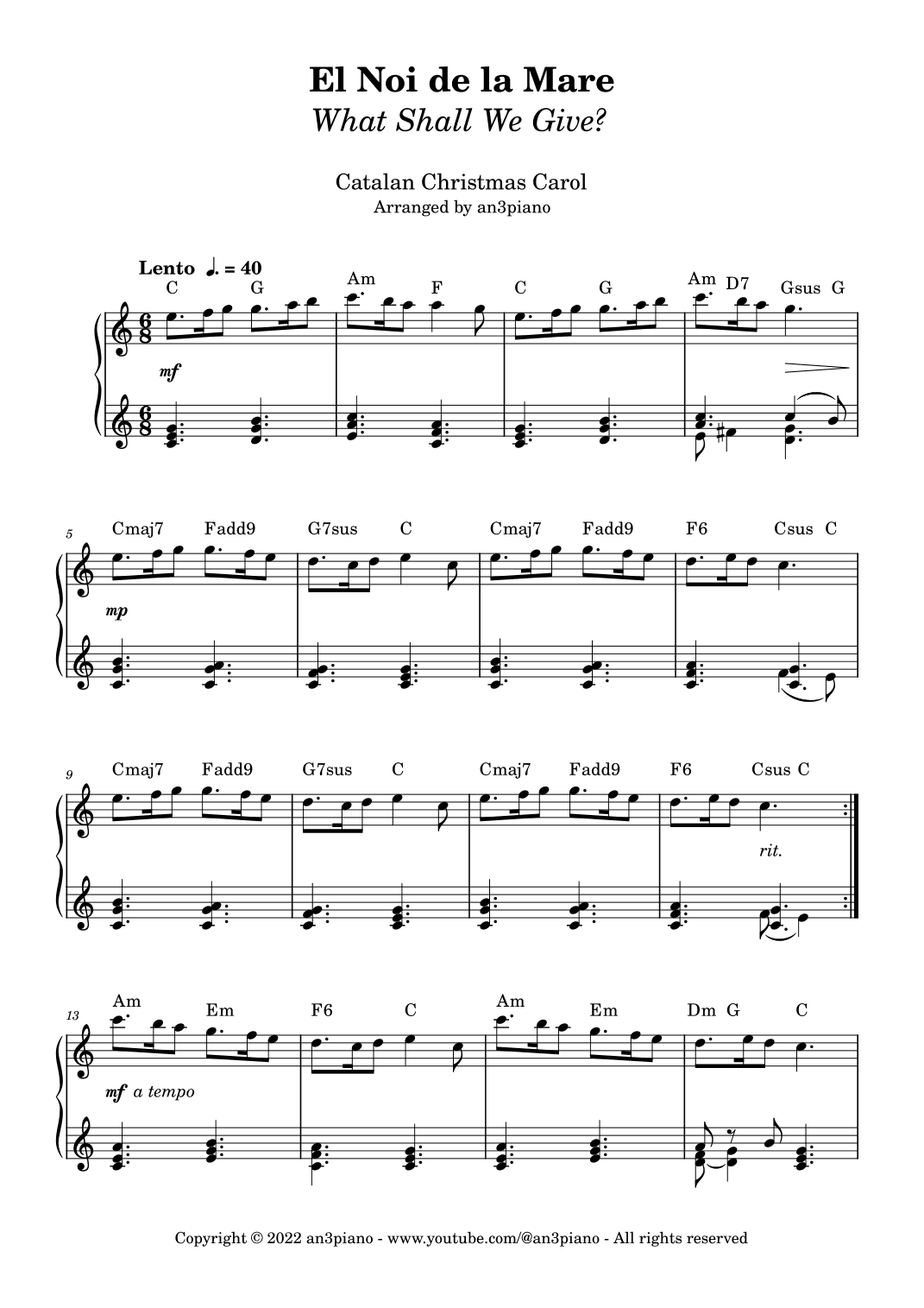 El Noi de la Mare - What Shall We Give? (arr. an3piano)