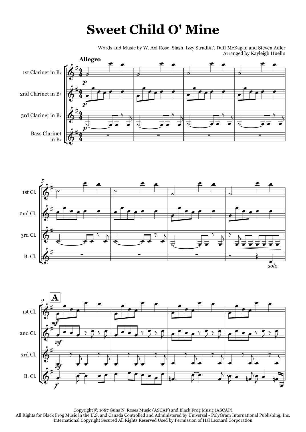 Sweet Child O' Mine (arr. Kayleigh Huelin)