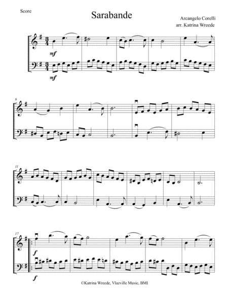 Corelli Sarabande for Violin and Cello (arr. Katrina Wreede)