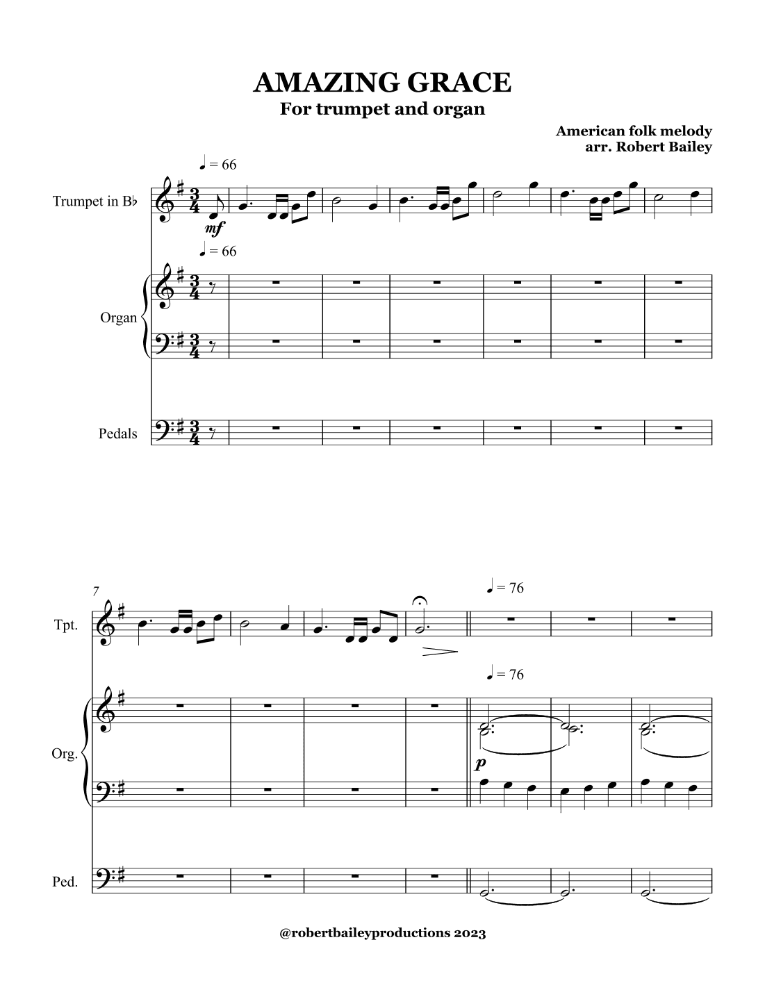AMAZING GRACE (arr. Robert Bailey)